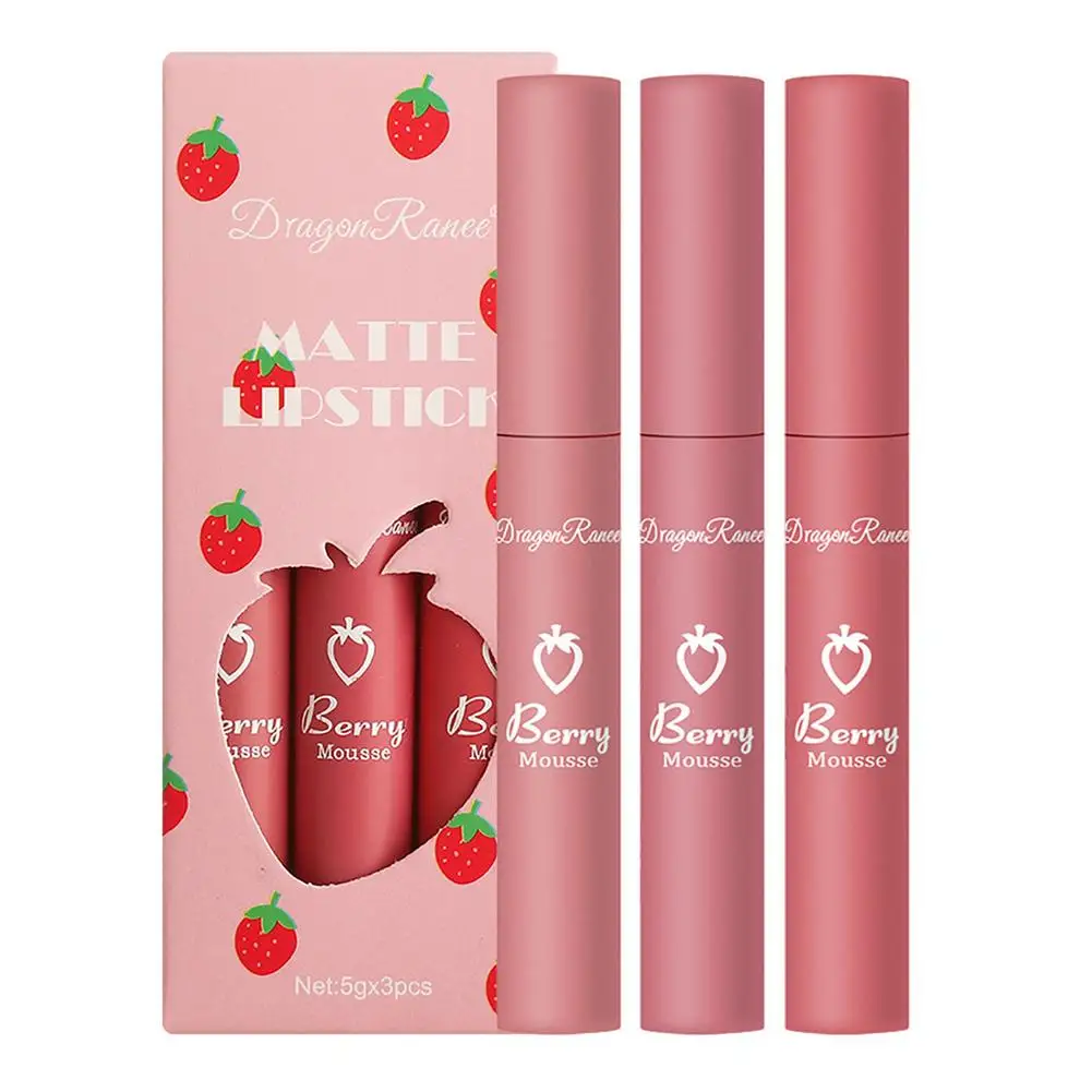 

Набор матовых жидких помад, 3 шт., водостойкий блеск для губ, стойкий антипригарный стакан, не выцветает, набор бархатных блесков для губ, Пиг...