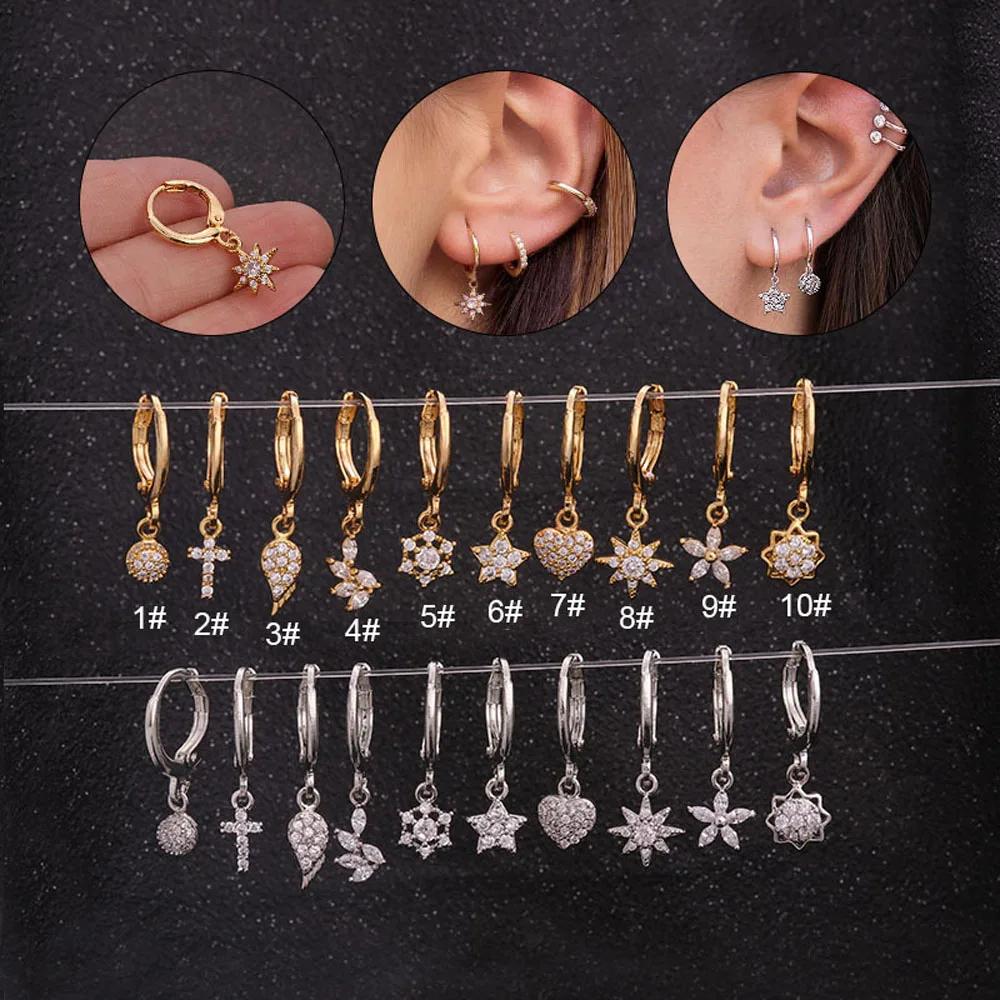 

1 Piece Earring Moon Star Flower Heart Cross Marquise Steel Barbell Tragus Diath Cartilage Helix Rook Piercing Body Jewelry