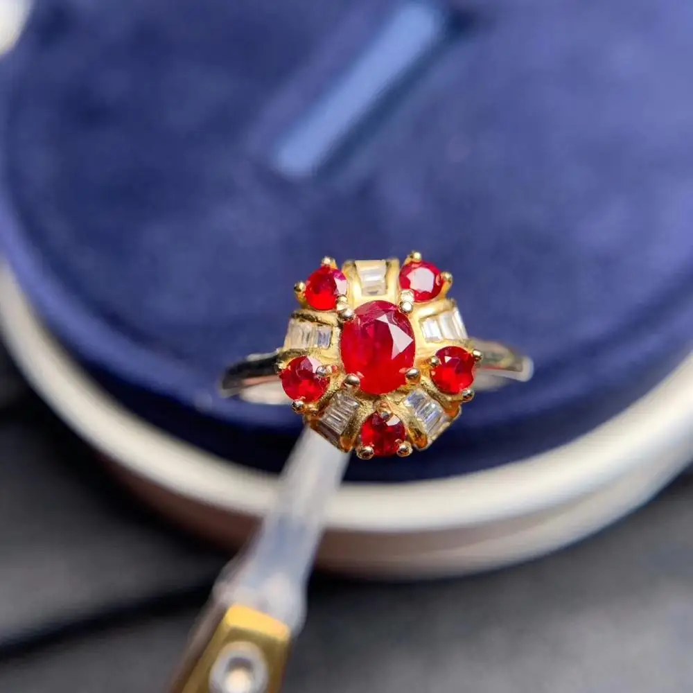 Модное кольцо с красным Рубином/зеленым изумрудом женское серебряное ювелирное