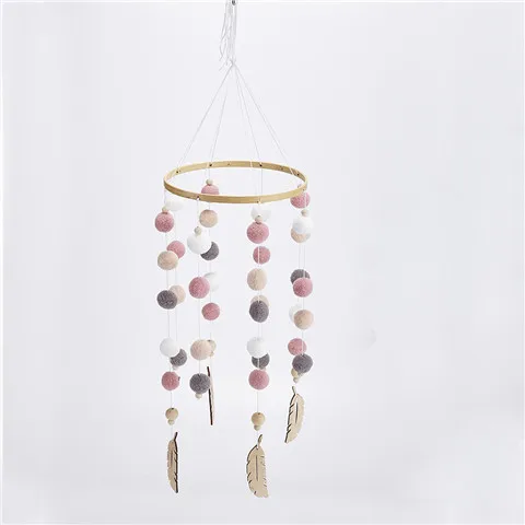 pink white gray Переносные погремушки для детской кровати деревянные бусины колокольчики колокол игрушки для детской комнаты кровать подвесной Декор палатка Декор реквизит для фотосъемки - Цвет: pink white gray