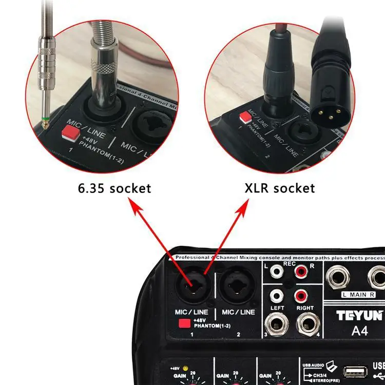USB аудио смеситель TU04 BT 4 Каналы микшерная приставки усилитель запись для