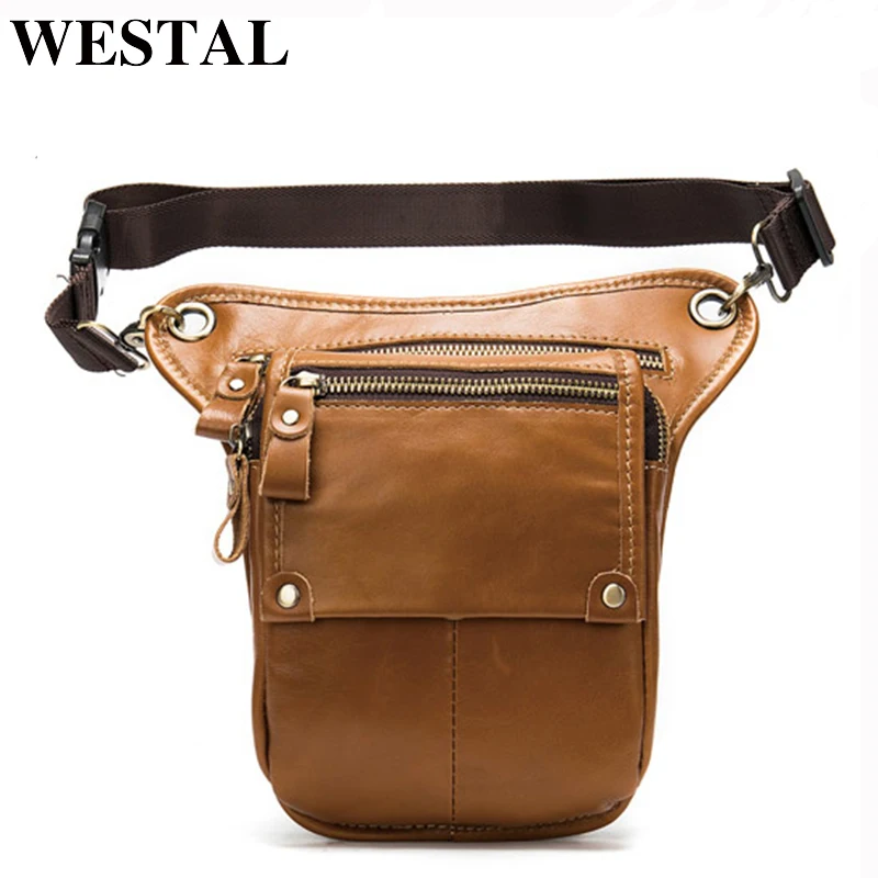 WESTAL сумка для ног пояс мужчин поясная из натуральной кожи мужская кожаная