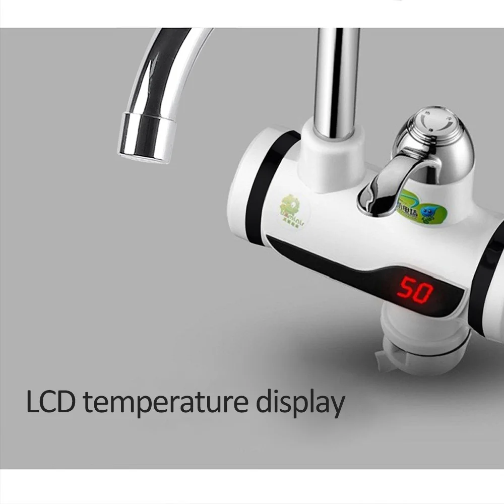 

KBAYBO 3000W Water Heater Bathroom Kitchen instant electric water heater tap LCD temperature display Tankless faucet
