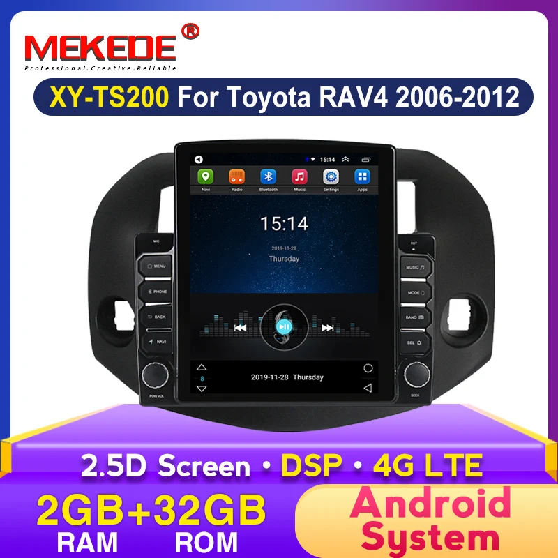 Автомобильный мультимедийный видеоплеер MEKEDE в стиле Tesla для Toyota RAV4 2006 2007 2012 с DSP BT WIFI SWC навигацией GPS 2.5D