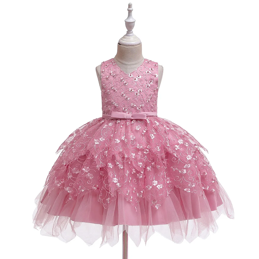 

Girls Princess Kids Dresses For Girls Tutu Lace Flower Embroidered Ball Gown Baby Girls Clothes Children Wedding Party Dress