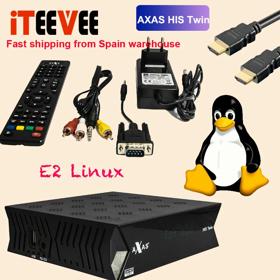 Спутниковый ресивер Full HD с 2x DVB S2 сел тюнер установлен Axas его близнец Linux E2