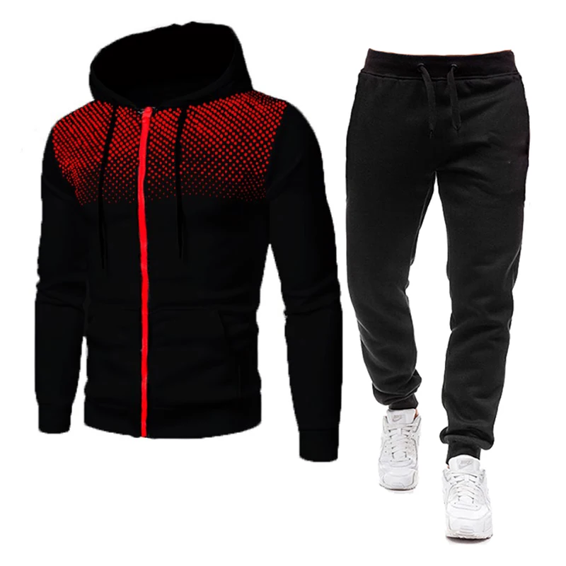 

Men's Tracksuit Mesh Spot Sets 2021 New Hot Sale Sportswear Spring And Autumn Clothing Streetwear Hip Hop Two Piece Set S-3XL