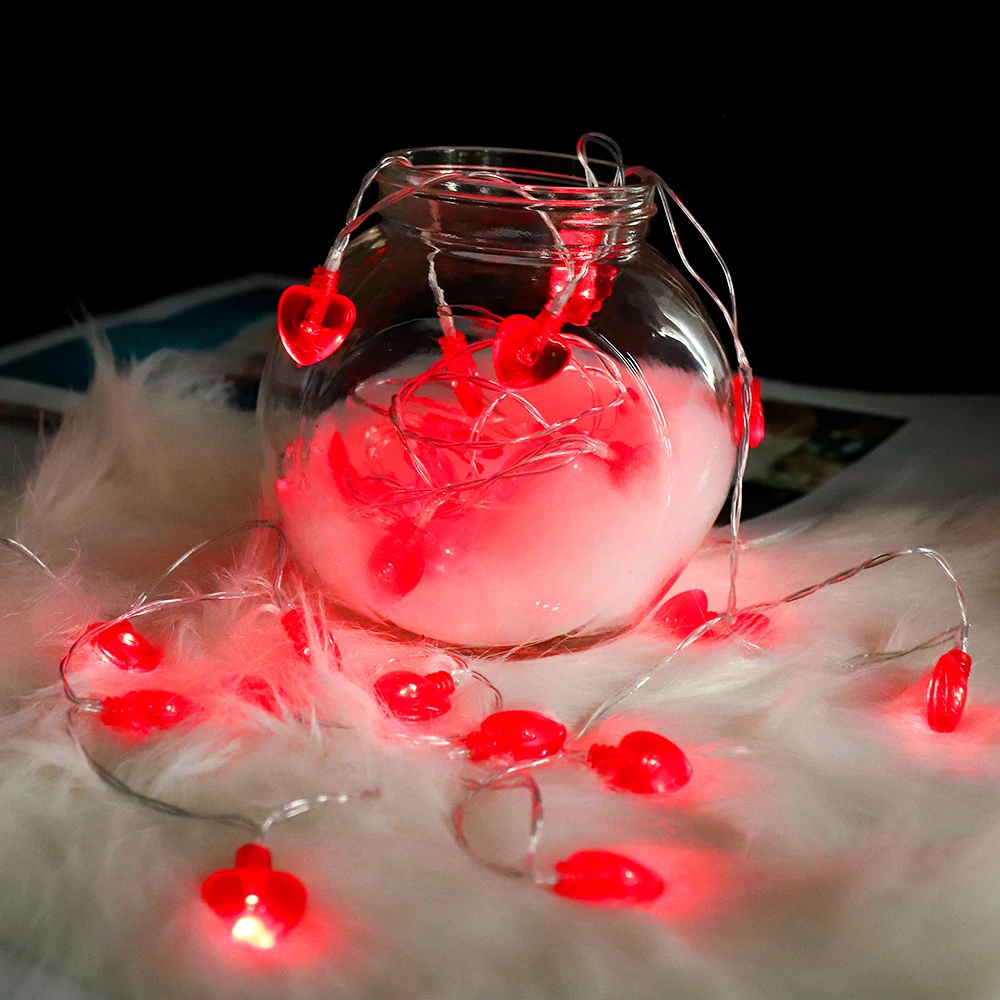 День Святого Валентина огни 17 футов 40 светодиодный красный в форме сердца