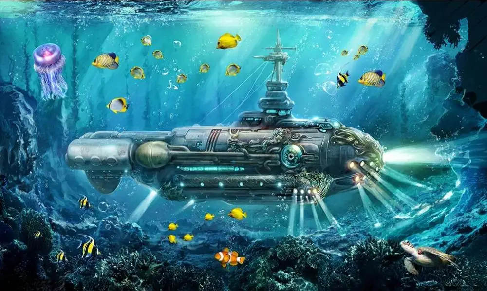 3D обои Milofi на заказ настенные подводные лодки подводный мир фоновая стена для