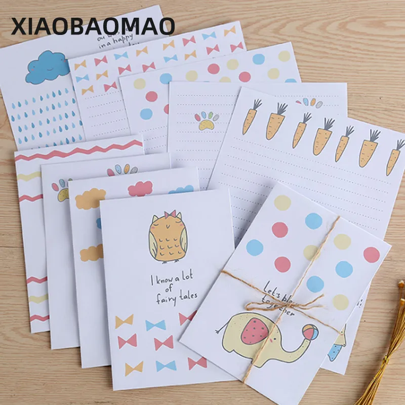 10sets Kawaii Forest Cartoon Big size Writing Letter Envelop Beauty Spring School Office Students Paper Envelope Letters Set