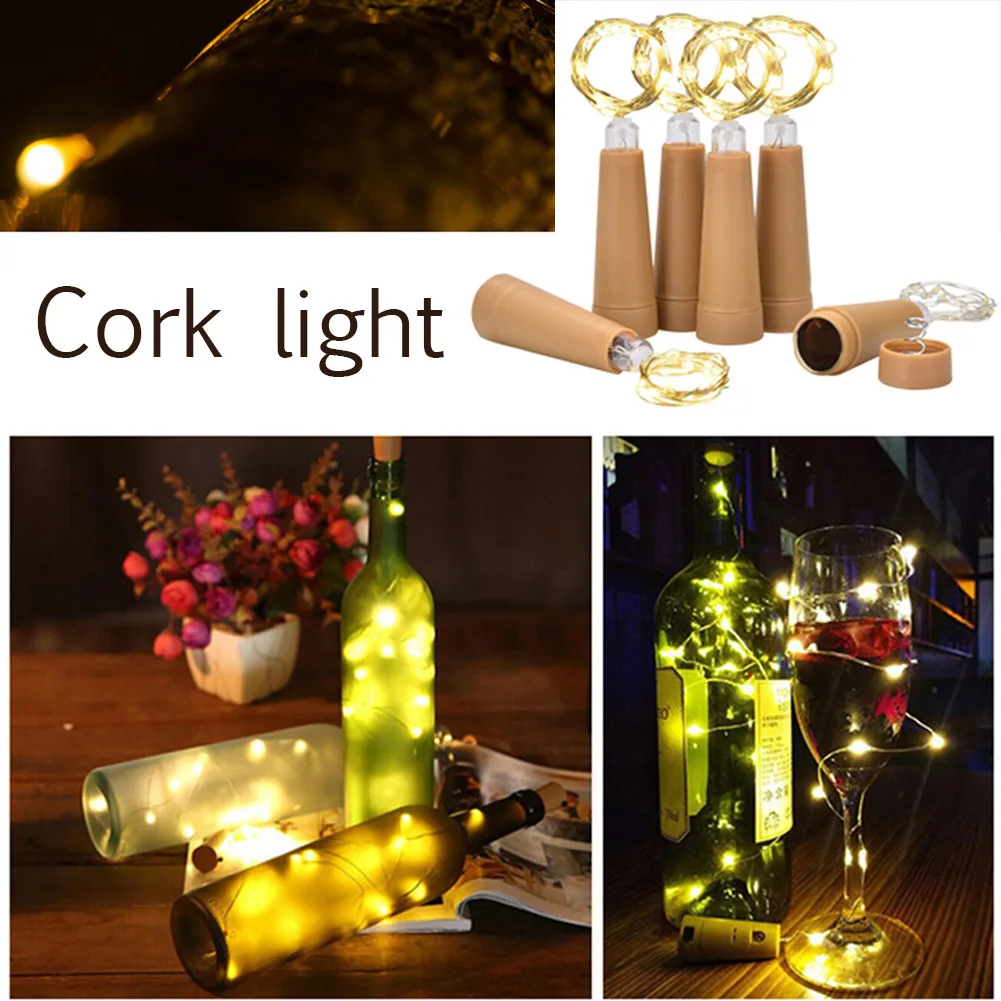 

6PCS 2M 20 LEDS String Lights Cork Light Wine Bottle Copper Lamp Garland Fairy Christmas Tree Wedding Garden Decoration Light