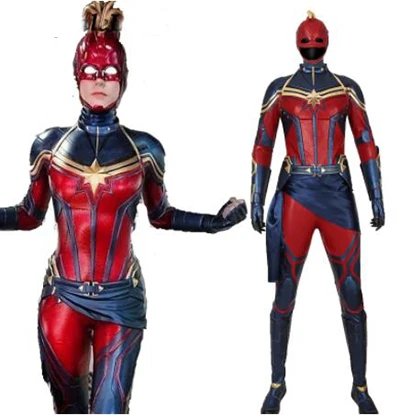 Мстители 4 эндигра Марвел Капитан костюмы косплей костюмы на Хэллоуин Carol Danvers реквизит косплей костюм Необычный кожаный комбинезон
