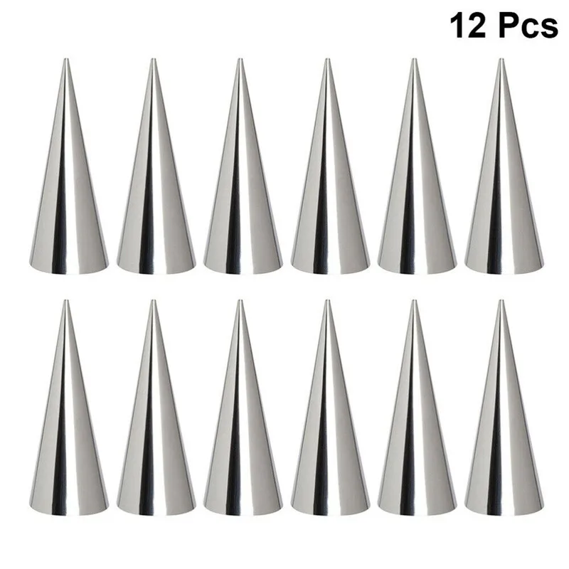 Pastry Cream Horn Molds 12PCS Baking Tool Stainless Steel Conical Cone Silicone mold |
