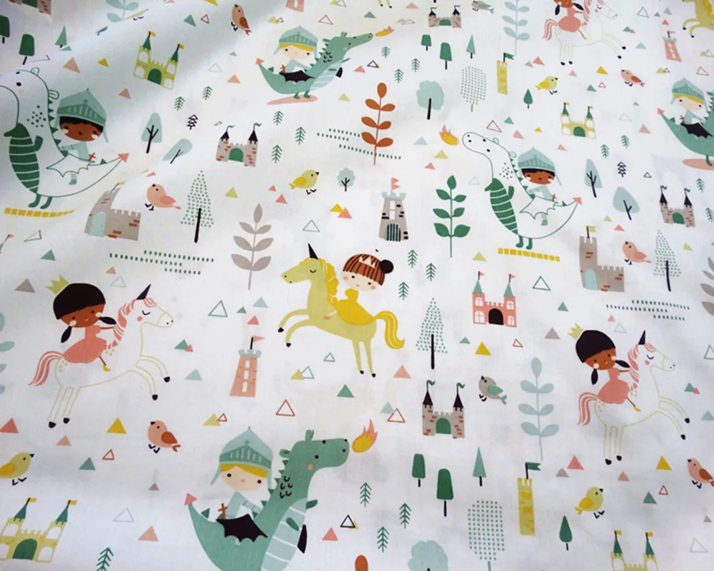 Cotton Fabrics Printed Unicorn Girl Baby cotton Twill Bed Sheet Fabric for Patchwork Cloth DIY Sewing Table Clothing Curtains | Аксессуары