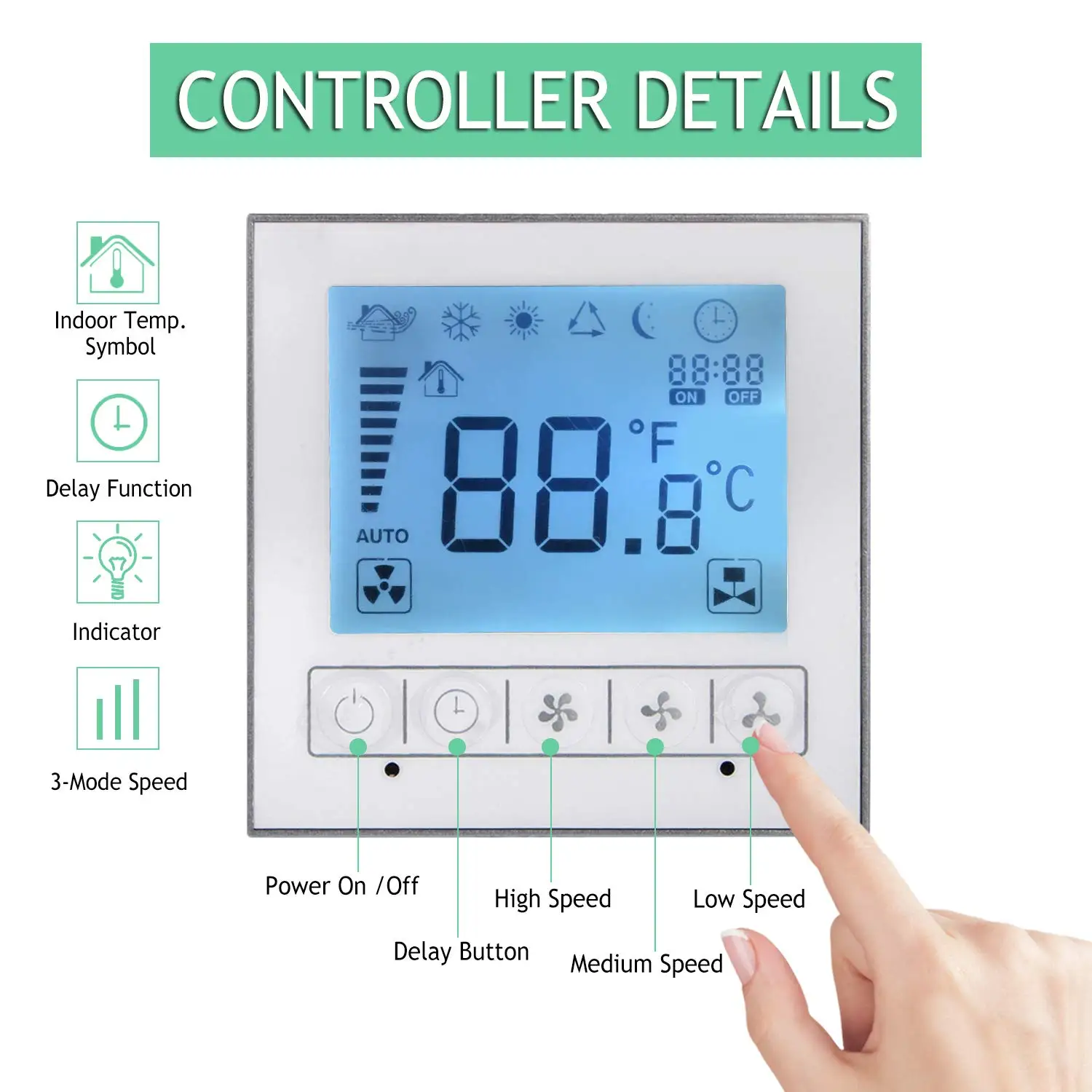 6 дюймовый бесшумный встроенный вентилятор с таймером и умным контроллером