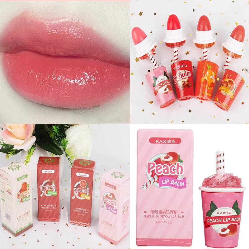 

4 Colors Sweet Winter Lip Balm Ice Cream Lipstick Temperature Color Changed Moisturizing Cosmetics Long Lasting Makeup Lip Gloss