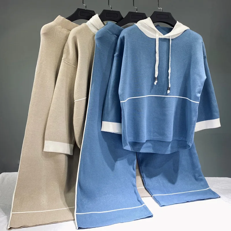 

Новинка 2021 г., весенне-осенний Женский комплект из двух предметов в стиле Харадзюку, женские брюки с широкими штанинами на шнуровке и повсед...