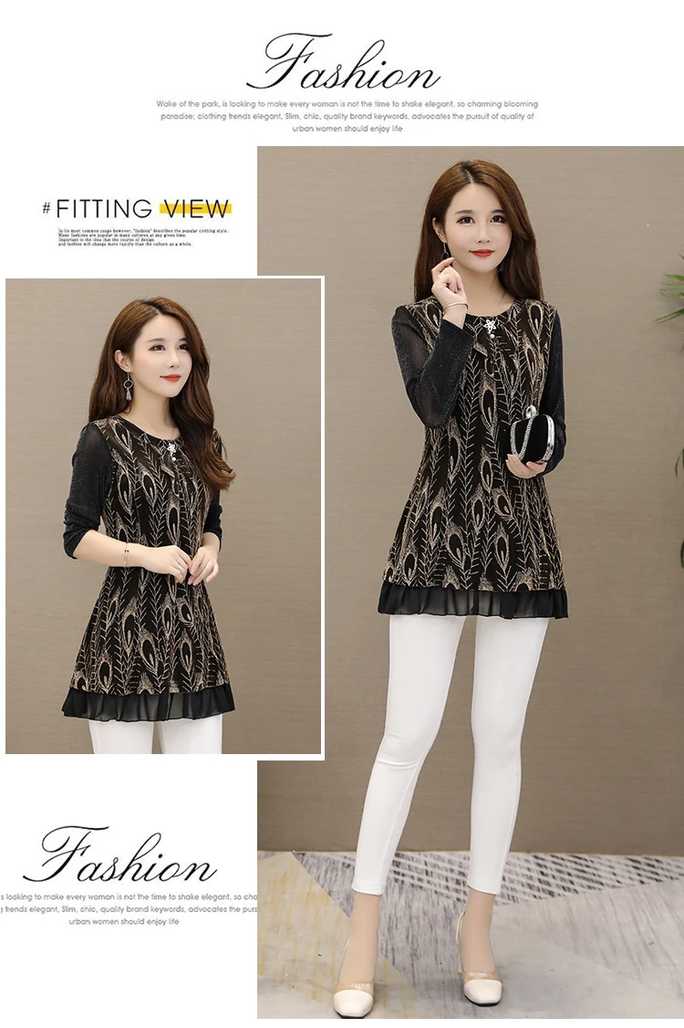 5XL размера плюс Цветочные женские красные блузки Модные осенние свободные шифоновые длинные рубашки с длинным рукавом Женские повседневные топы