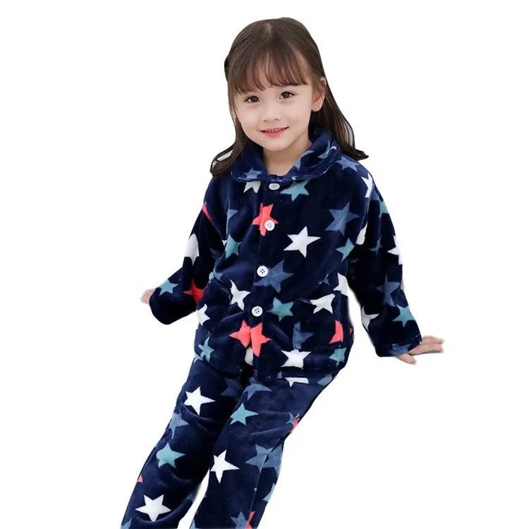 Зимняя детская флисовая Пижама теплая Фланелевая для девочек пижама из