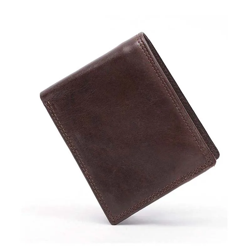 

Men'S Genuine Leather Wallet Short RFID Wallet Men'S Bag Multi Card Leather Business Retro Male Wallets