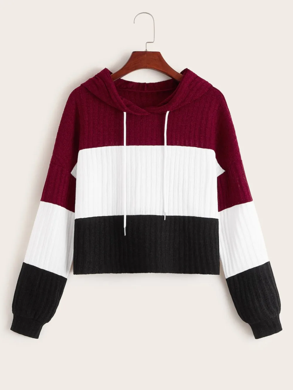 

Новое зимнее женское худи Linglewei, трехцветная сращивающаяся цветная шапка для столкновений, худи с Кулиской