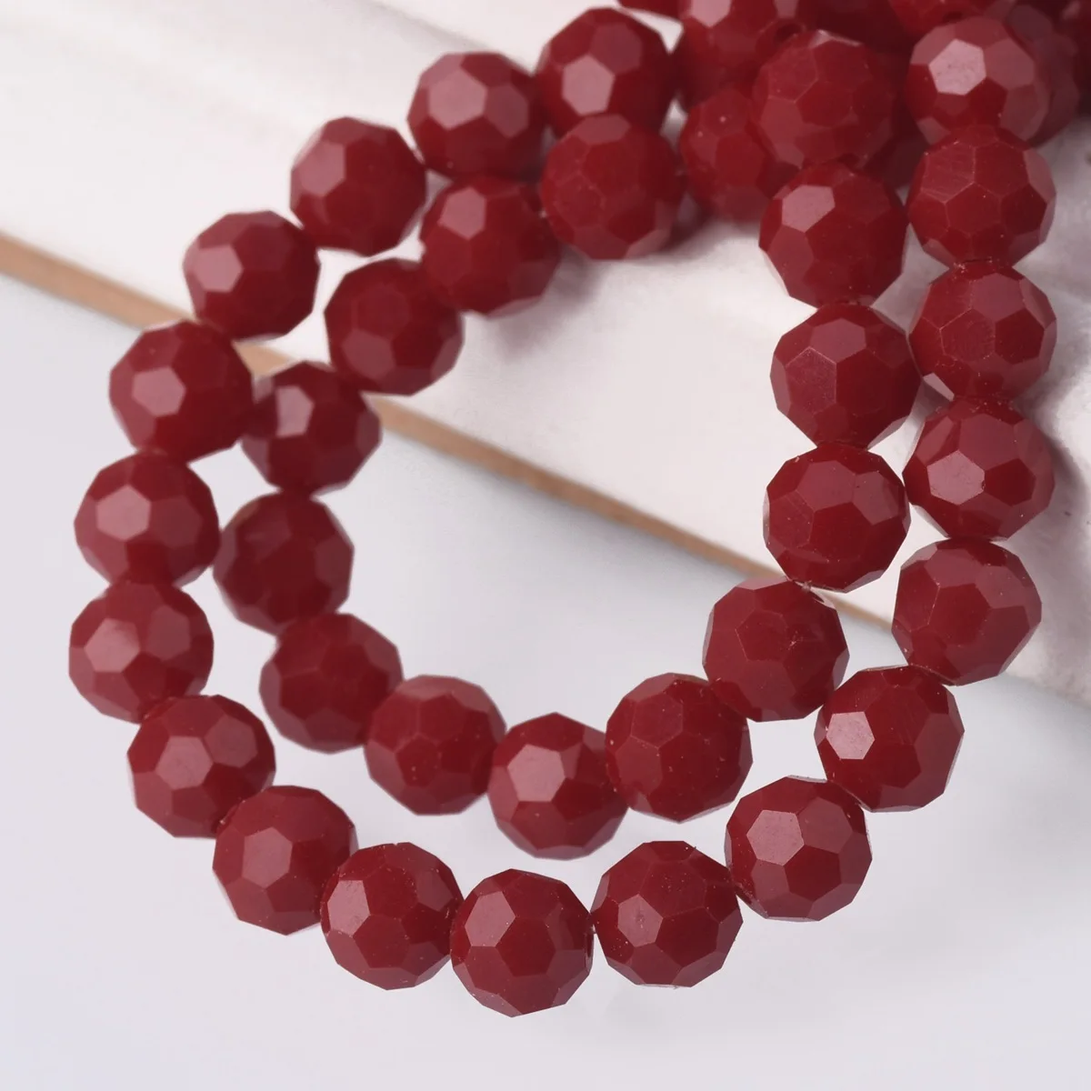 

95pcs Dark Red 6mm Round 32 Facets Cut Ball Faceted Opaque Glass Loose Spacer Beads lot for Jewelry Making DIY Crafts