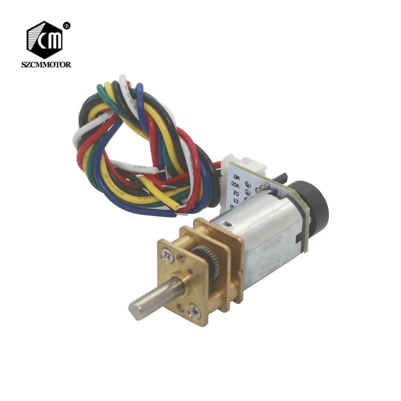 Редукторный электродвигатель, 6 в, N20, от 39 об/мин до 1500 об/мин, редуктор 12 мм, полностью металлическое редукторное колесо, снижение скорости, микро-энкодер, редукторный двигатель для мини-робота