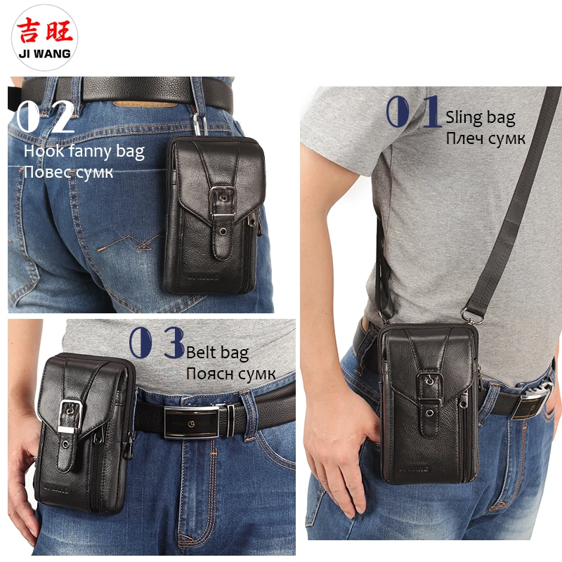 Мужская кожаная сумка мессенджер черная винтажная Повседневная через плечо с