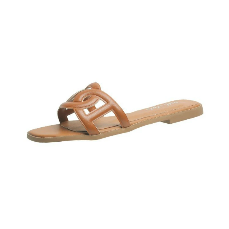 

2020 New Brand Slippers Weave Leather Women Sandal Open Toe Flat Casual Slides Summer Outdoor Beach Female Flip Flops