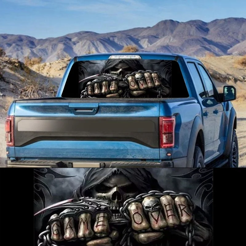 

Evil Skeleton for Truck Jeep Suv Pickup 3D Rear Windshield Decal Sticker Decal Rear Window Glass Poster 66.1 x 29.1Inch