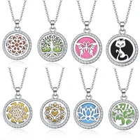 10pcslot stainless steel tree open locket aromatherapy necklace essential oil diffuser necklace pendant aroma jewelry