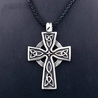 new celtic cross shape pendant necklace mens necklace fashion metal sliding pendant viking jewelry cross necklace accessories