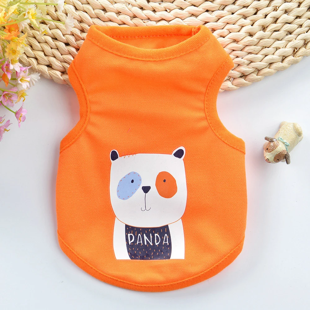 Милая летняя одежда для собак с рисунком животных футболки щенков майки кошек