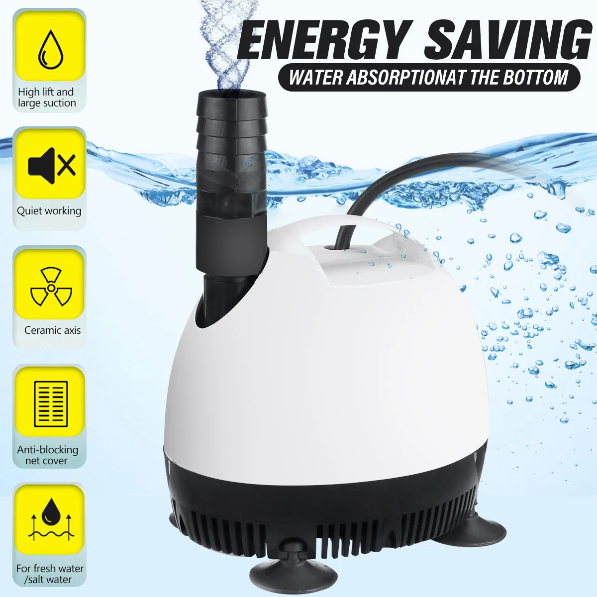 

Водяной насос для аквариума, домашний погружной насос с всасывающим дном, смена воды, энергосбережение, бесшумный фонтан «Водопад» для аква...