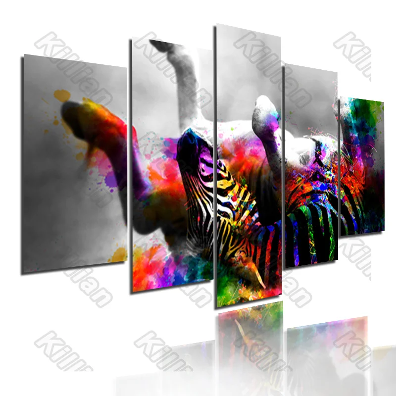 

Animal Style Mural Canvas Paintings Modular Bed Home Decor Prints 5 Pieces Abstract Zebra Decoration Living Room Wall Fresco