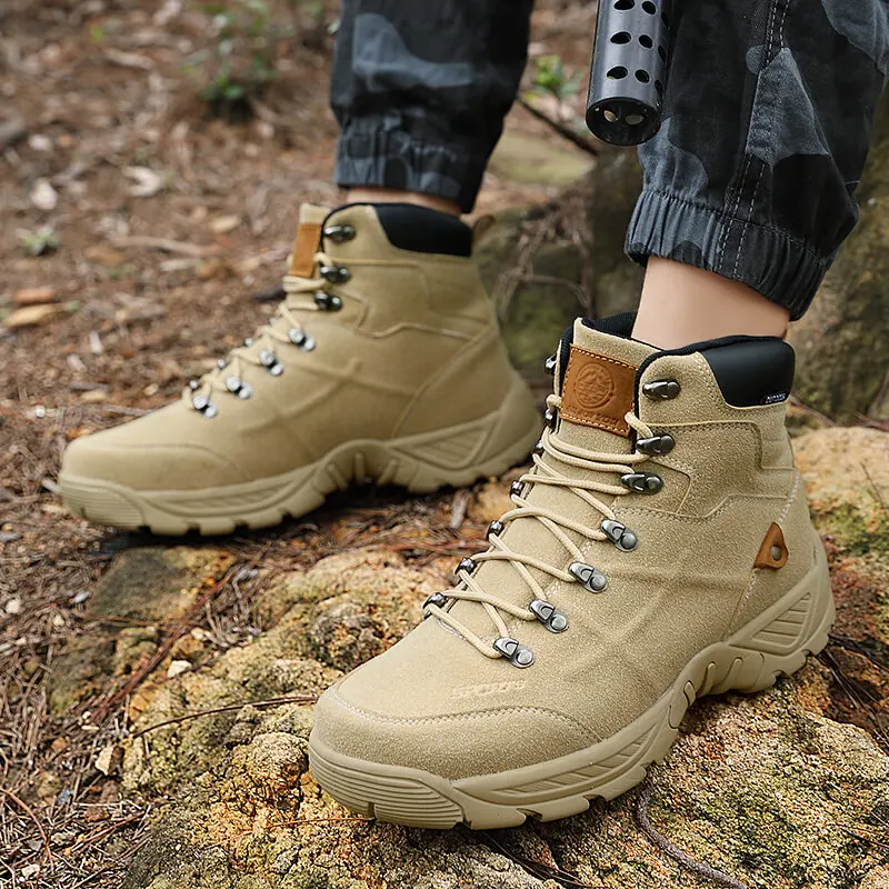 2022 Outdoor Waterproof Desert Men Tactical Boots Suede Leather Hiking Shoes Men Sneakers Lightweight Combat Military Army Boots