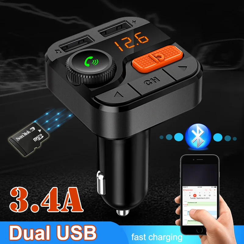 

FM Transmitter Wireless Handsfree Calling Bluetooth Car Kit Bluetooth 5.0 Car MP3 Music Player Support Voltage Detection