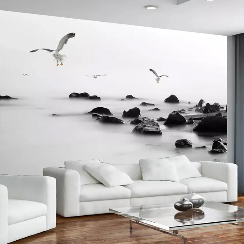 

Пользовательские 3D фотообои черно-белые каменные современные модные художественные обои для гостиной, дивана, фона для телевизора, настенн...