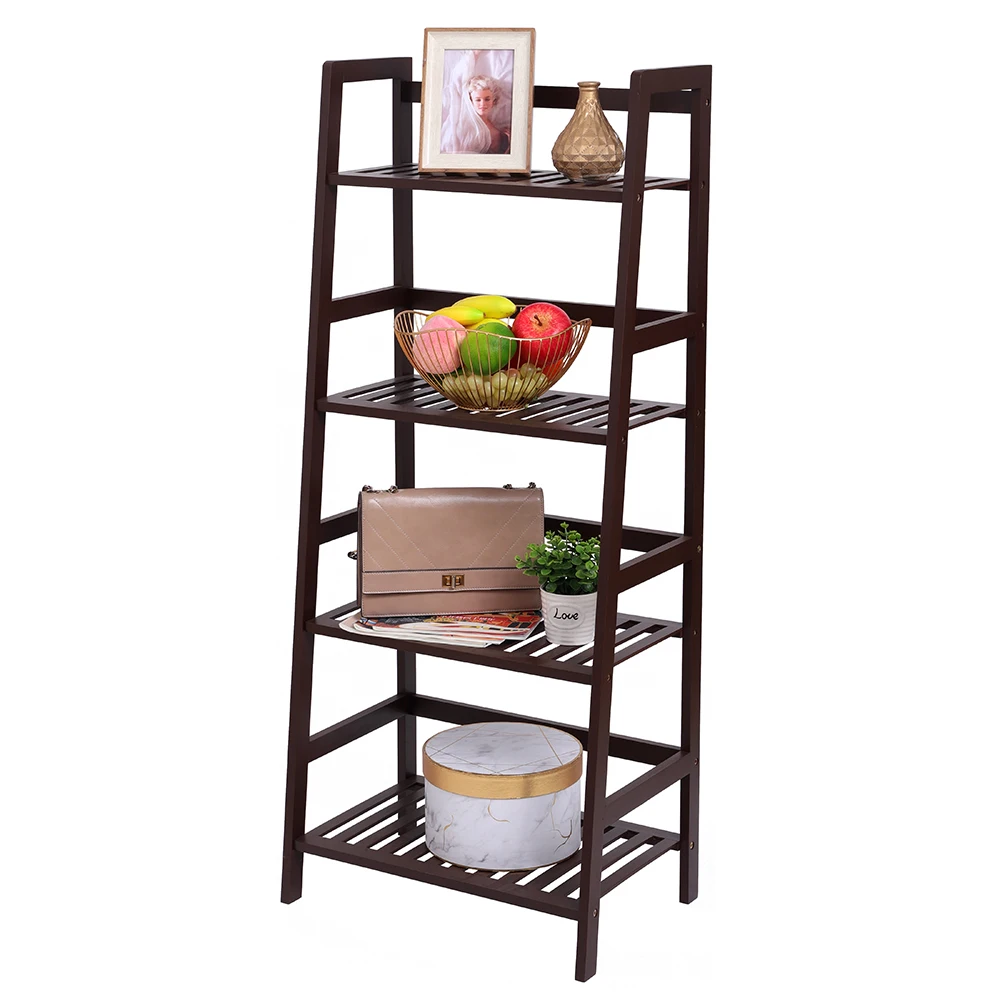 

100% Bamboo Bookshelf Multi - Functional Adjustable 4-Layer Shelf Can Be Used In Living Room Study Bedroom, Etc 48*32*115CM