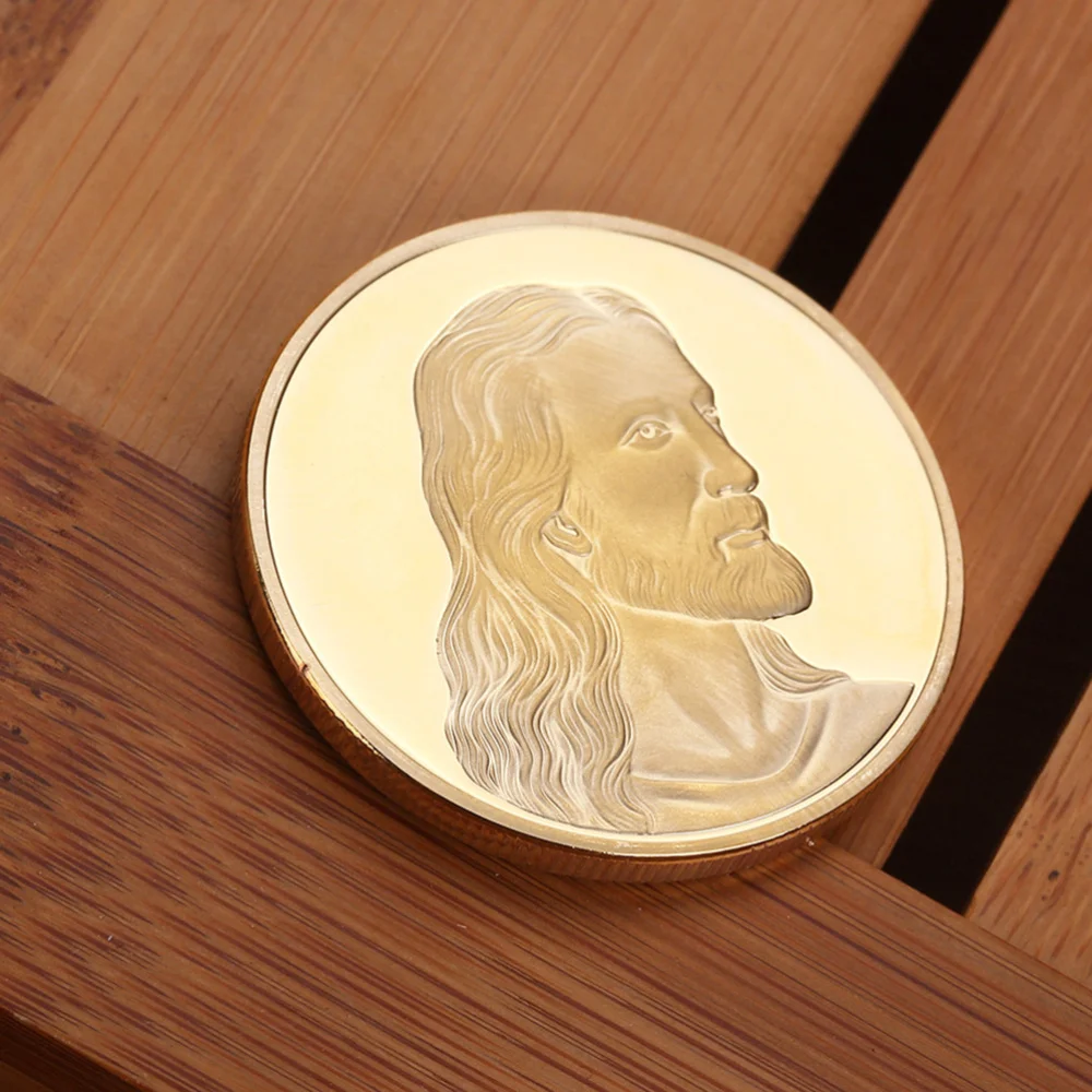 

Antique Jesus Commemorative Coin Christian Religious Coin Medal Collectible Coin Plated Collection Souvenir Gift(Gold)