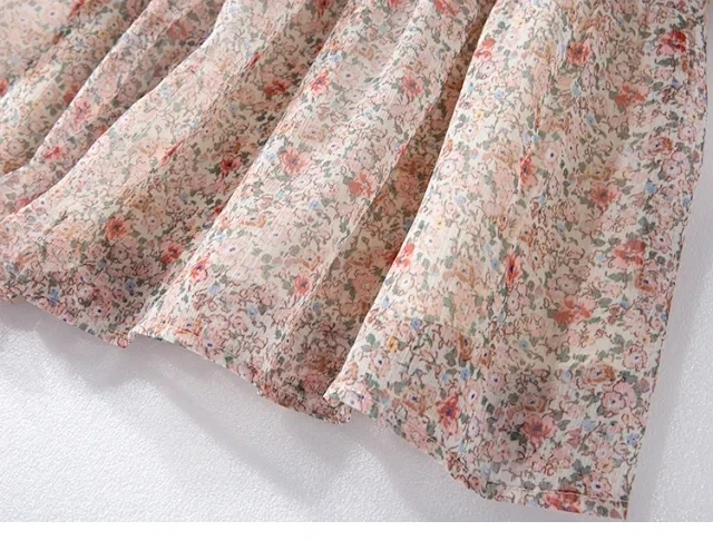 

Women Long Sleeve Bow Dress Fresh Floral Printing Loose Casual Lace-up Spring Summer Lady Dresses