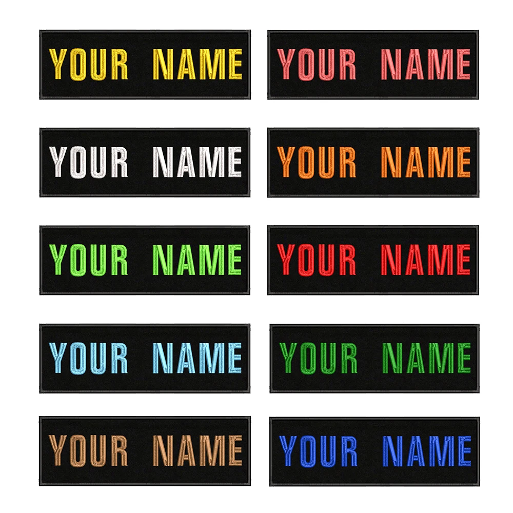 

25X8cm Embroidery Custom Name Text Patch Stripes badge Iron On Or Sew On Or Velcro Backing Patches For Backpack Hat