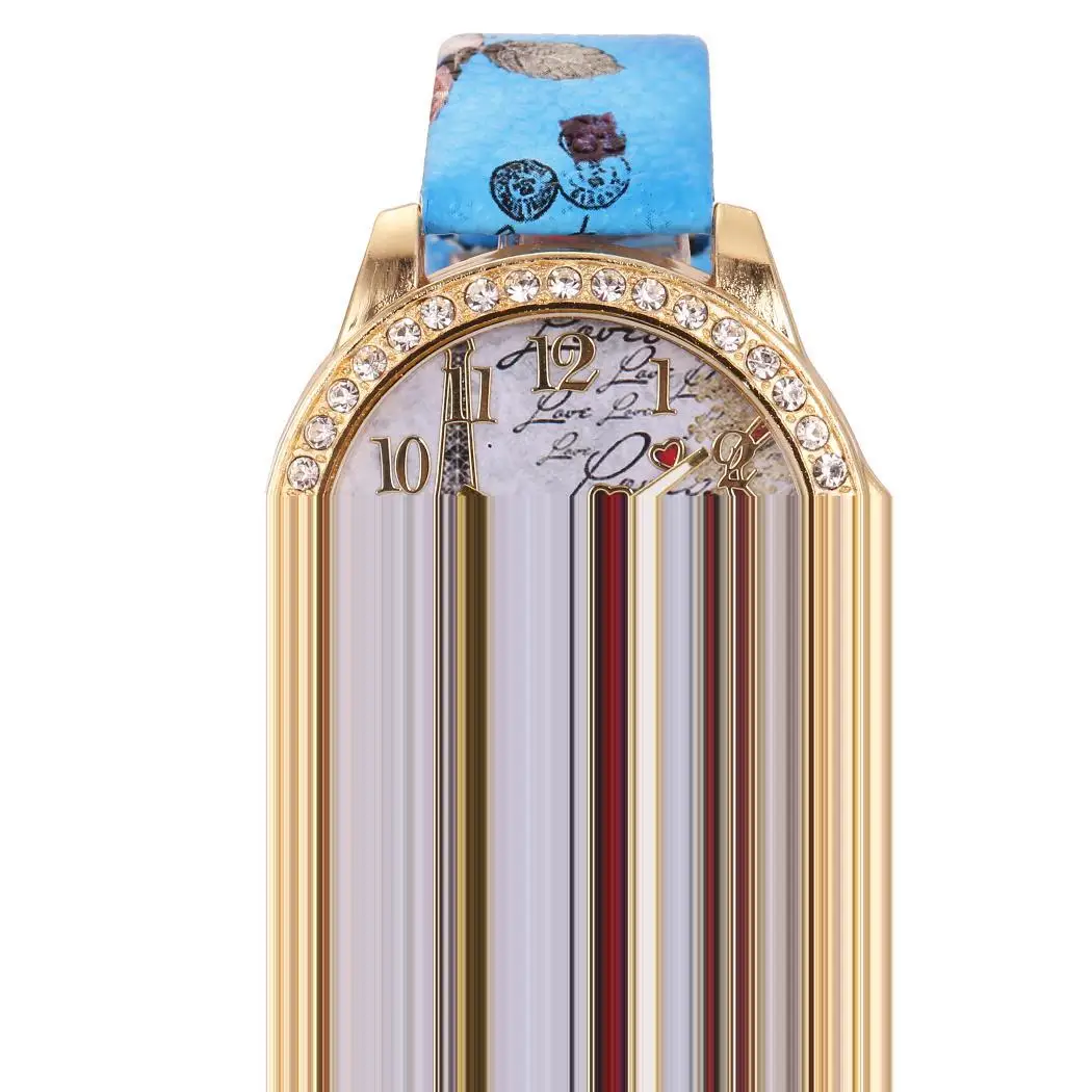 Women Rhinestones Tower Pattern Dial Quartz Wrist Watch Print Band Watches Clock Wristwatch Girls Ladies Students Relojes | Наручные часы