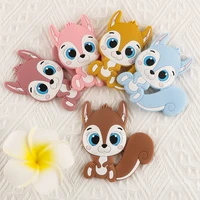 sunrony 510pc squirrel silicone animal teether baby care teething ring nipple chain accessories chewing rodent toy bpa free