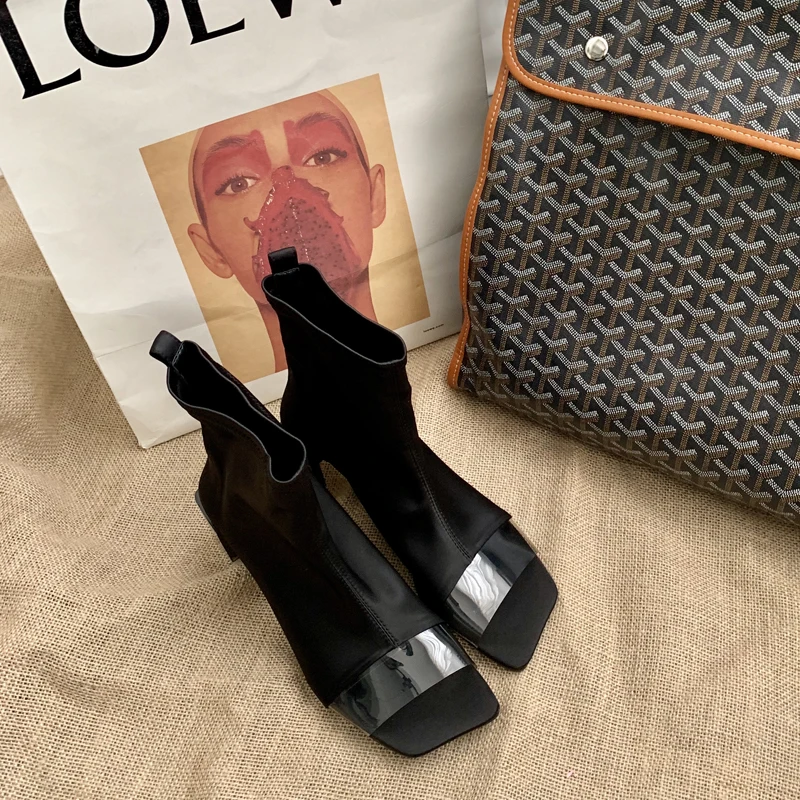 2019 женские ботинки сезон весна-осень Прозрачные из пвх Botas Feminina полусапожки на