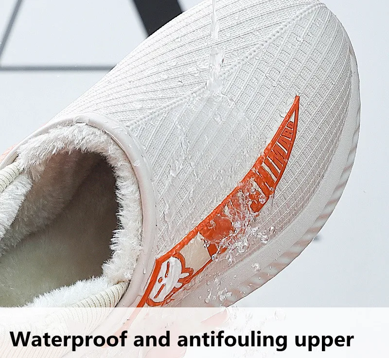 New Women Slippers Winter EVA Waterproof  Couples Non-Slip Thick Sole Cotton Indoor Plush Cotton Outdoor Zapatillas Hombre