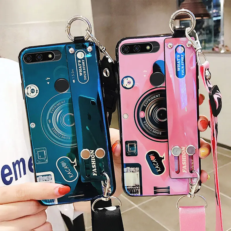 

Wrist Strap Shockproof Holder Case For Huawei y6 2018 Case Cover For Y6 prime 2018 phone Cases Y6 2018 Fundas Silicone Camera