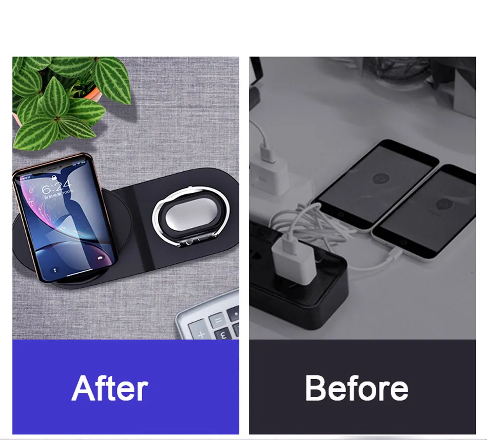 3 в 1 лучшая Беспроводная подставка для зарядного устройства для iPhone 11 Pro Max 8 AirPods Watch Series 4/3 QC3.0 быстрое зарядное устройство для samsung huawei Xiaomi