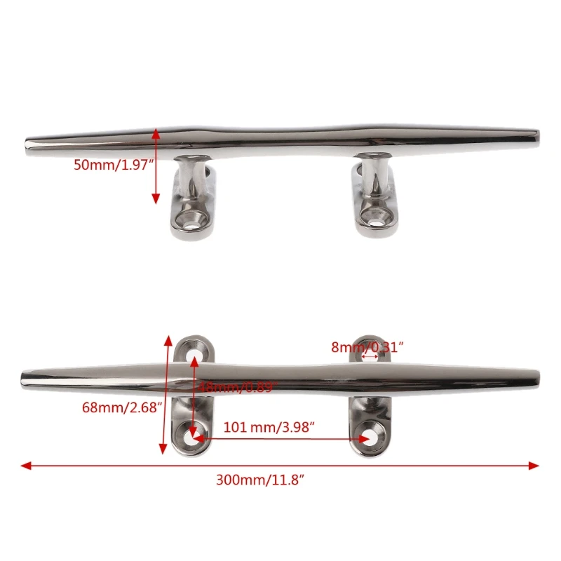 

Base Boat Dock Deck Rope Cleat Marine Bollard Yacht Stainless Steel 8"/10"/12"