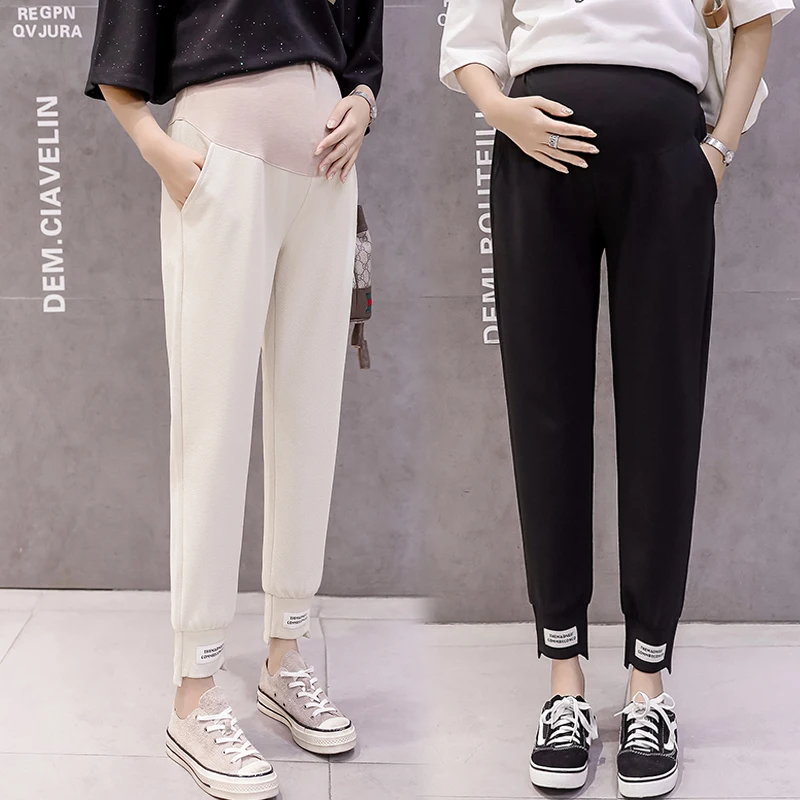 8235# Autumn Thin Maternity Pants High Waist Adjustable Belly Clothes for Pregnant Women Fall Spring Pregnancy Trousers | Мать и ребенок